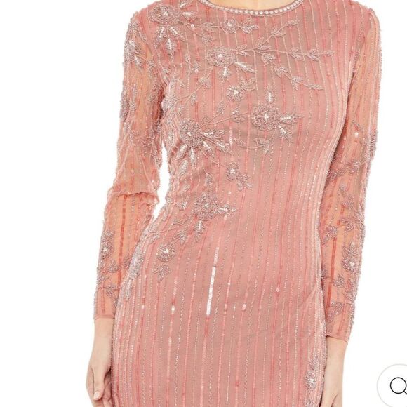 Mac Duggal embellished high neck illusion long sleeve gown 11136 NWT 12 - Picture 7 of 12